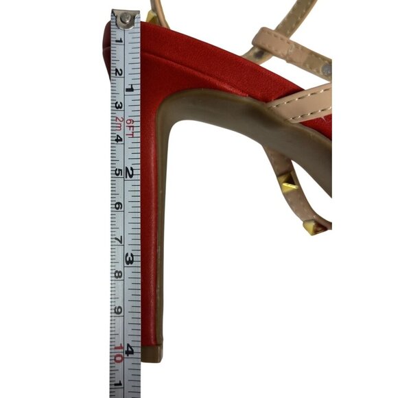 WILD DIVA / Lacey-28 / Red / Strappy / High Hee l/ Sandals With Gold Studded - Picture 7 of 9